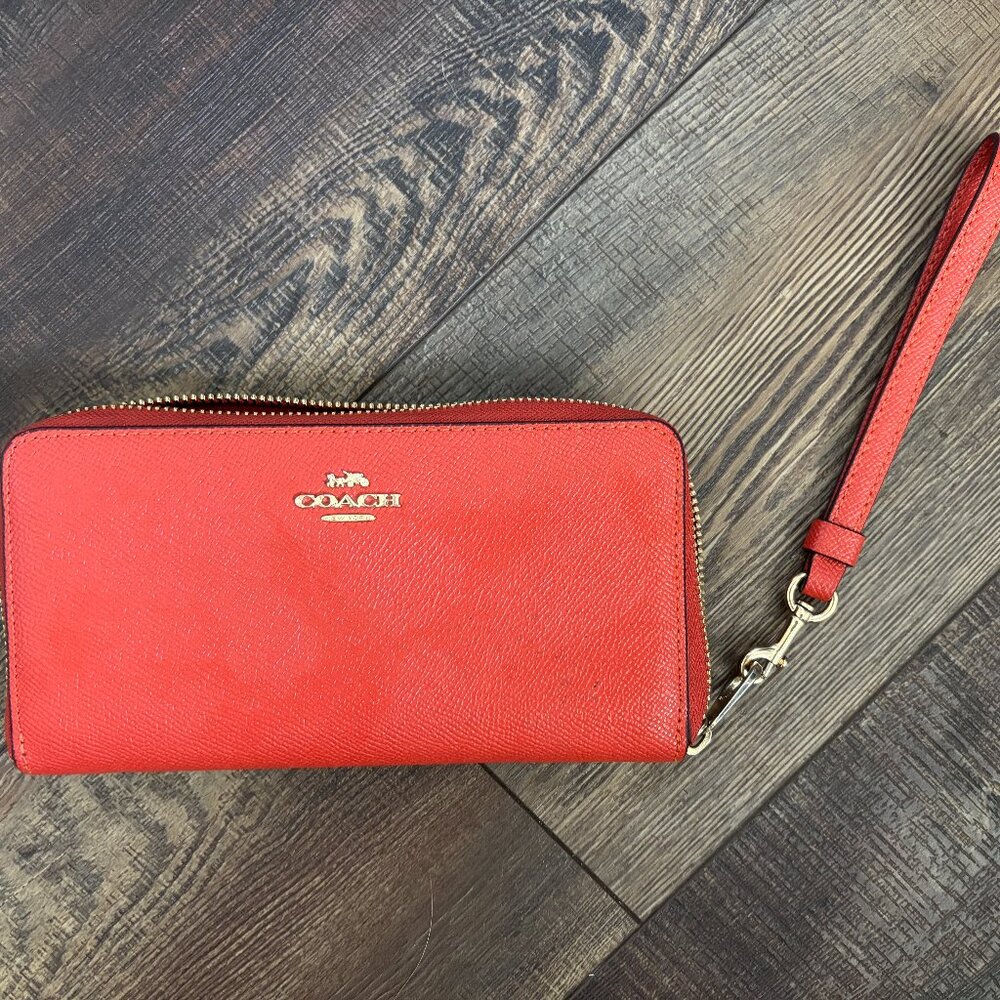 Coach Long Zip Around Wallet, mango color